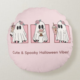 Niedliches und Spooky Halloween Kawaii Party Rundes Kissen