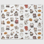 Niedliches und unheimliches Halloween-Katzenwackel Geschenkpapier (Flach)