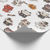 Niedliches und unheimliches Halloween-Katzenwackel Geschenkpapier (Ecke)