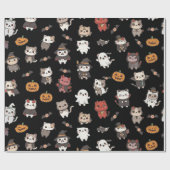 Niedliches und unheimliches Halloween-Katzenwackel Geschenkpapier (Flach)