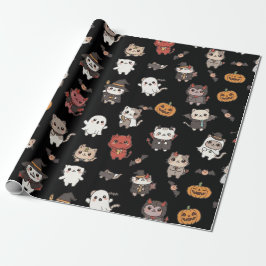 Niedliches und unheimliches Halloween-Katzenwackel Geschenkpapier