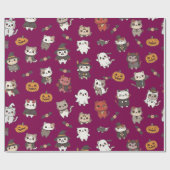 Niedliches und unheimliches Halloween-Katzenwackel Geschenkpapier (Flach)
