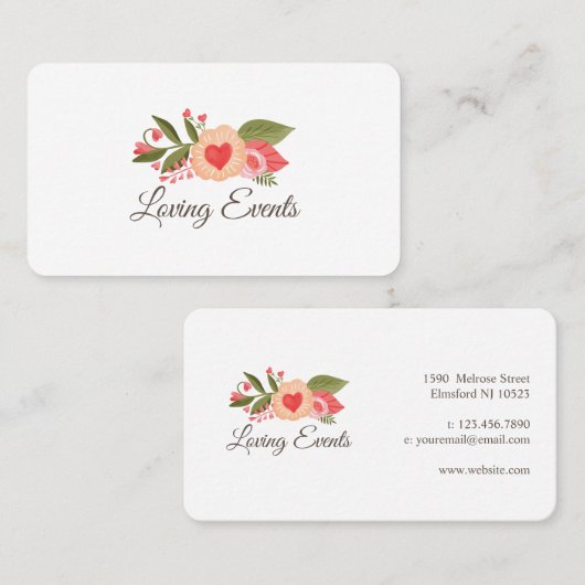 Niedliches und weißes Herz Visitenkarte (Vorne/Hinten)