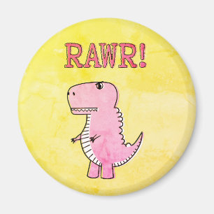 Niedliches und wütend rosa Cartoon T-Rex altes Pap Magnet