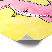 Niedliches und wütend rosa Cartoon T-Rex altes Pap Poster (Ecke)