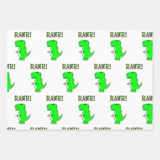 Niedliches und wütendes T-Rex Dino RAWR Papierblat Geschenkpapier Set (Vorderseite 3)