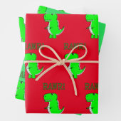 Niedliches und wütendes T-Rex Dino RAWR Papierblat Geschenkpapier Set (Beispiel)