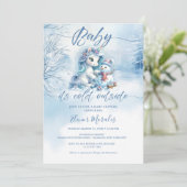 Niedliches Unicorn Baby mit kalter Außendusche Einladung (Stehend Vorderseite)