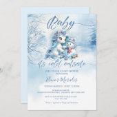 Niedliches Unicorn Baby mit kalter Außendusche Einladung (Vorne/Hinten)