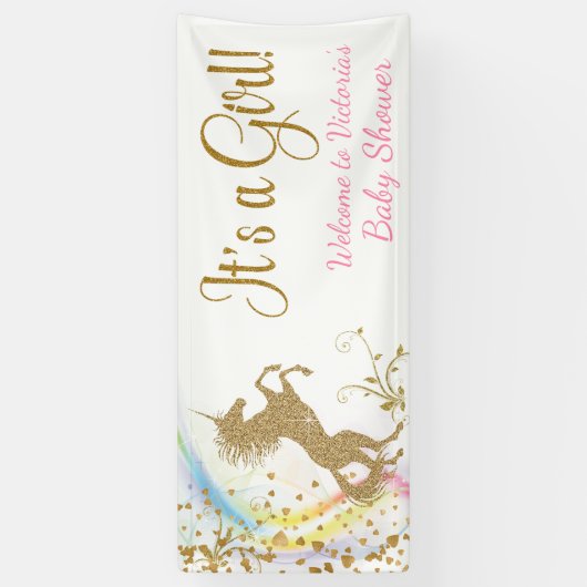Niedliches Unicorn Baby Shower Banner (Vertikal)