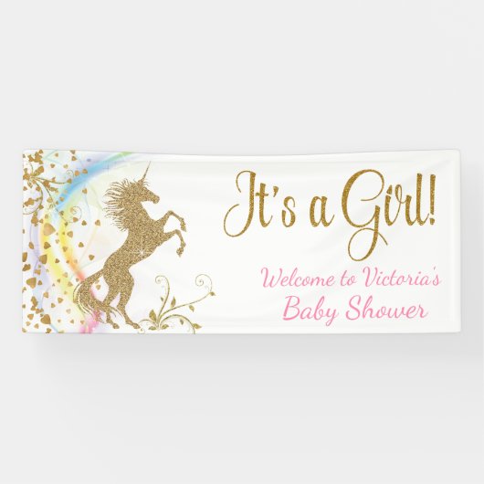 Niedliches Unicorn Baby Shower Banner (Horizontal)