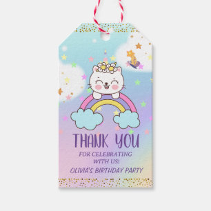 Niedliches Unicorn Cat Rainbow Girl Birthday Party Geschenkanhänger