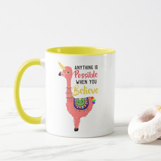Niedliches Unicorn Flamingo Llama Inspiration Zita Tasse (Mit Donut)