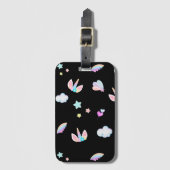 Niedliches Unicorn Gesicht Regenbogengradienten Ge Gepäckanhänger (Vorderseite Vertikal)