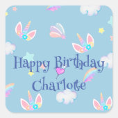 Niedliches Unicorn Gesicht Regenbogengradienten Ge Quadratischer Aufkleber (Vorderseite)