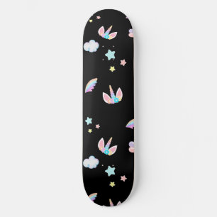 Niedliches Unicorn Gesicht Regenbogengradienten Ge Skateboard