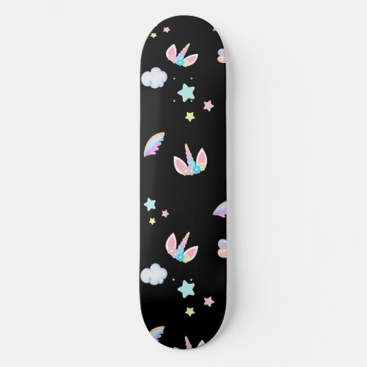 Niedliches Unicorn Gesicht Regenbogengradienten Ge Skateboard (Vorderseite)