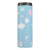 Niedliches Unicorn Gesicht Regenbogengradienten Ge Thermosbecher (Rückseite)