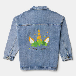 Niedliches Unicorn Gesicht St Patricks Tage Mädche Jeansjacke