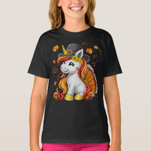 Niedliches Unicorn Happy Thanksgiving Thanksgiving T-Shirt