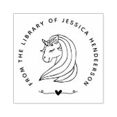 Niedliches Unicorn Heart Individuelle Name Library Gummistempel (Prägung)