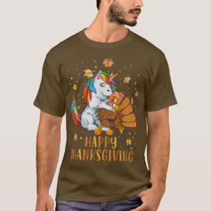 Niedliches Unicorn Hugs Türkei glücklich Thanksgiv T-Shirt