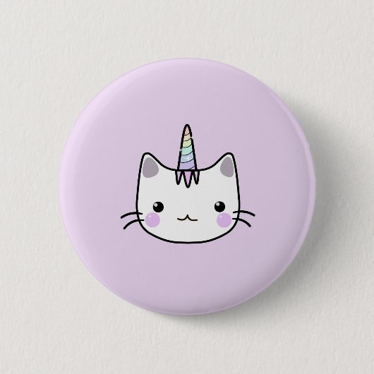 Niedliches Unicorn-Katzen-Abzeichen Button (Vorderseite)