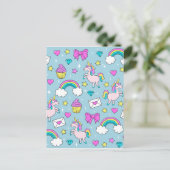 Niedliches Unicorn-Muster Postkarte (Stehend Vorderseite)