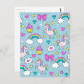 Niedliches Unicorn-Muster Postkarte (Vorne/Hinten)