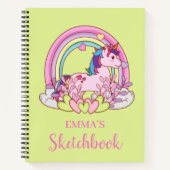 Niedliches Unicorn Personalisierte Kids Sketchbook Notizblock (Vorderseite)