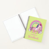 Niedliches Unicorn Personalisierte Kids Sketchbook Notizblock (Innenseite)