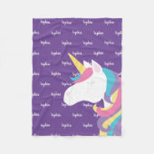 Niedliches Unicorn Personalisiertes Lila Mädchen Fleecedecke (Vorderseite)