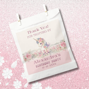 Niedliches Unicorn Pink Girl's Birthday Danke Geschenktütchen