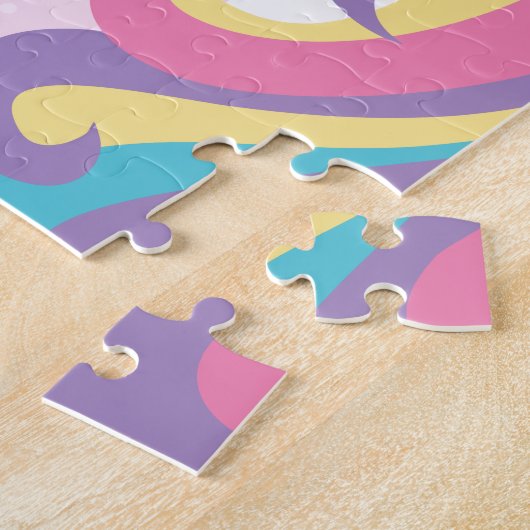Niedliches Unicorn Polka Dot Personalisierte Kinde Puzzle (Seite)