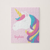 Niedliches Unicorn Polka Dot Personalisierte Kinde Puzzle (Vertikal)