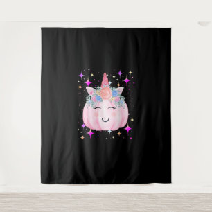 Niedliches Unicorn Pumpkin Halloween Girls Kids Fu Wandteppich