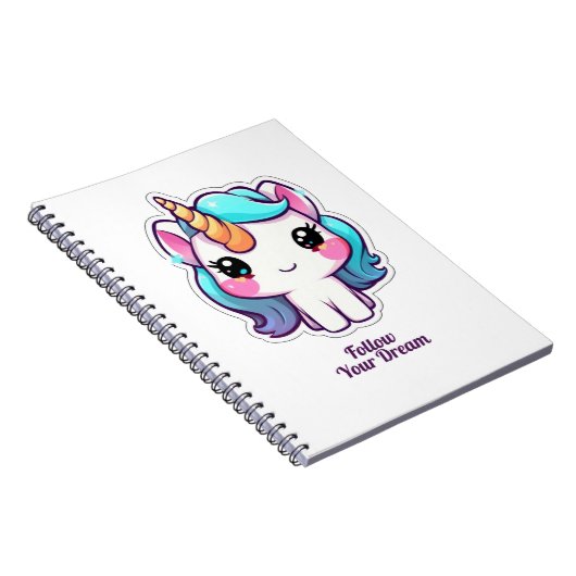 Niedliches Unicorn Spiral Foto Notebook - Folgen S Notizblock (Rechte Seite)