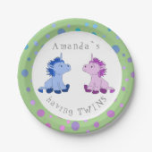 Niedliches Unicorn Twins Baby Dusche Party Pappteller (Vorderseite)