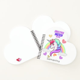 Niedliches Unicorn Vorname Rainbow Hearts Sketch Notizblock