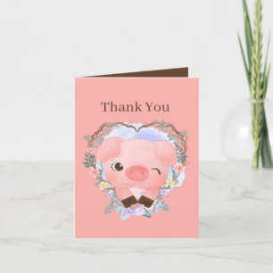 niedliches Unisex-Baby-Schwein verleiht dem Schwei Dankeskarte