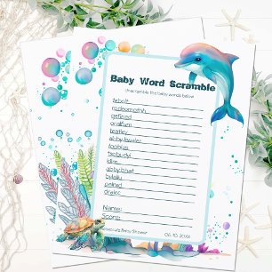 Niedliches Unterwasser-Baby-Dusche Word Scramble G