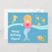 Niedliches Unterwasser Kleine Meerjungfrau Happy B Postkarte (Vorne/Hinten)