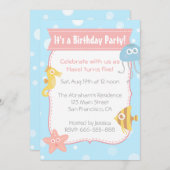 Niedliches Unterwassertier-Geburtstags-Party Einladung (Vorne/Hinten)