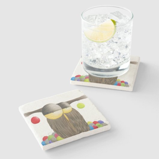 Niedliches Urlaubskuchen Steinuntersetzer (Seitenansicht)