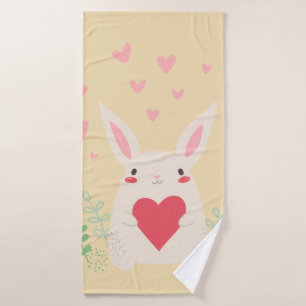 Niedliches Valentin des Kaninchens Badehandtuch