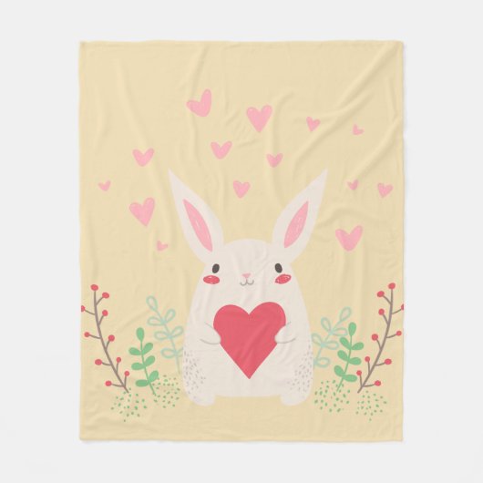 Niedliches Valentin des Kaninchens Fleecedecke (Vorderseite)