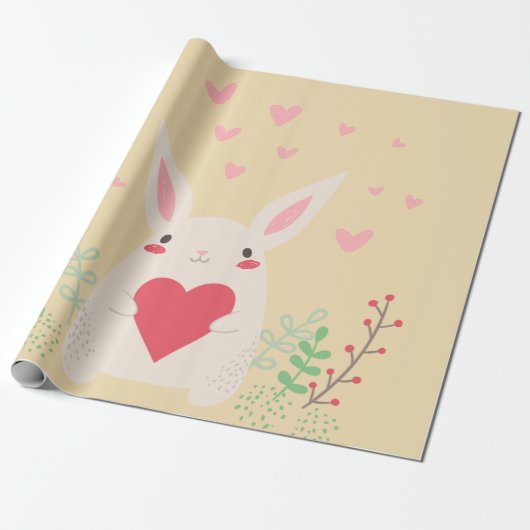 Niedliches Valentin des Kaninchens Geschenkpapier (Ungerollt)