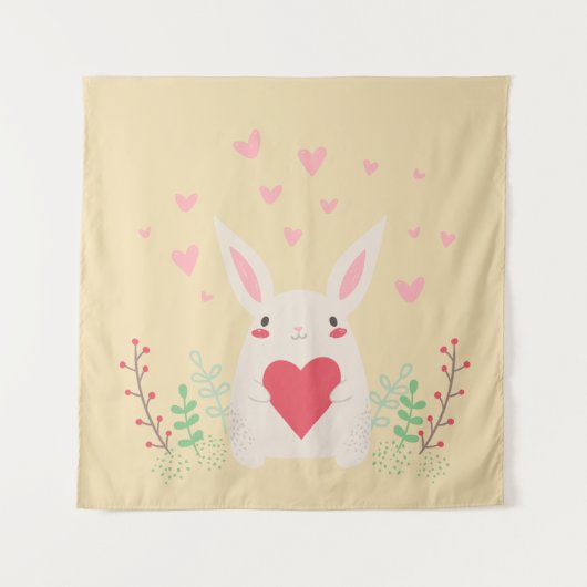 Niedliches Valentin des Kaninchens Wandteppich (Vorderseite)
