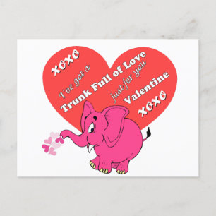 Niedliches Valentin mit rosa Elefanten Postkarte