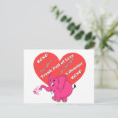 Niedliches Valentin mit rosa Elefanten Postkarte (Stehend Vorderseite)